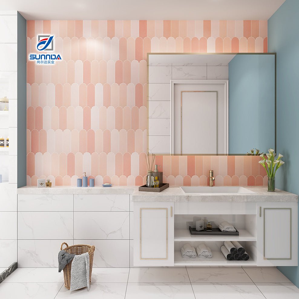 Gạch Mosaic Gốm Tráng Men Thủ Công Hình Lá Lông Vũ 3D Đa Sắc Hiện Đại Dùng Cho Ốp Tường Bếp Và Phòng Tắm - Daisan Store