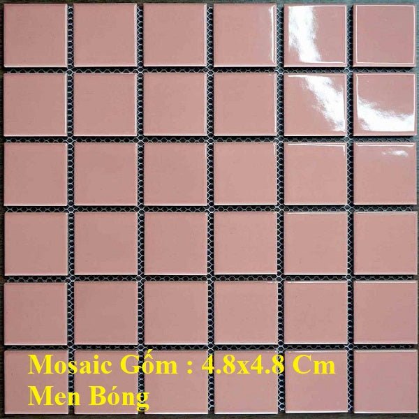 Gạch Mosaic gốm trơn hồng bóng 48x48mm mã 3998 - Daisan Store
