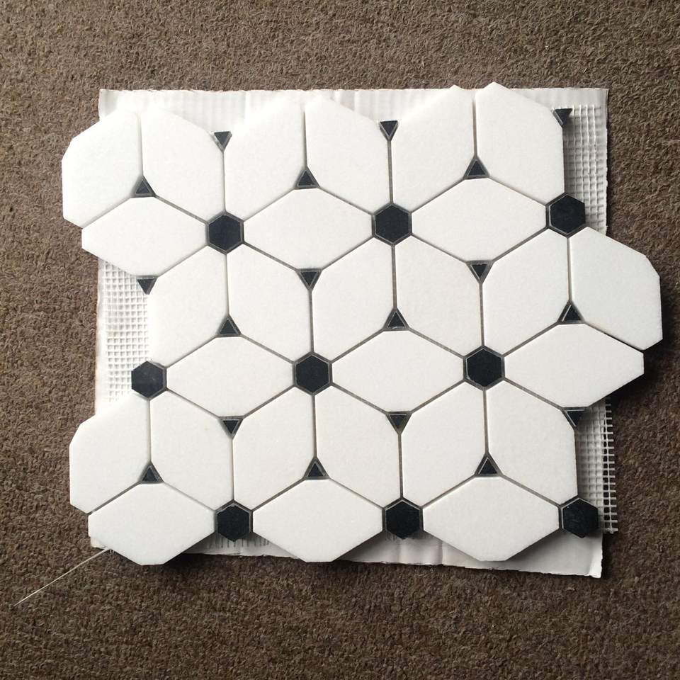 Gạch Mosaic Hiện Đại Thassos Trắng Đen Trang Trí - Daisan Store