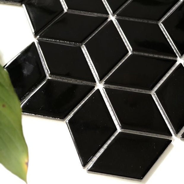 Gạch Mosaic Kim Cương Lập Phương 309x268 mm Màu Đen Bóng MHG 333 - Daisan Store