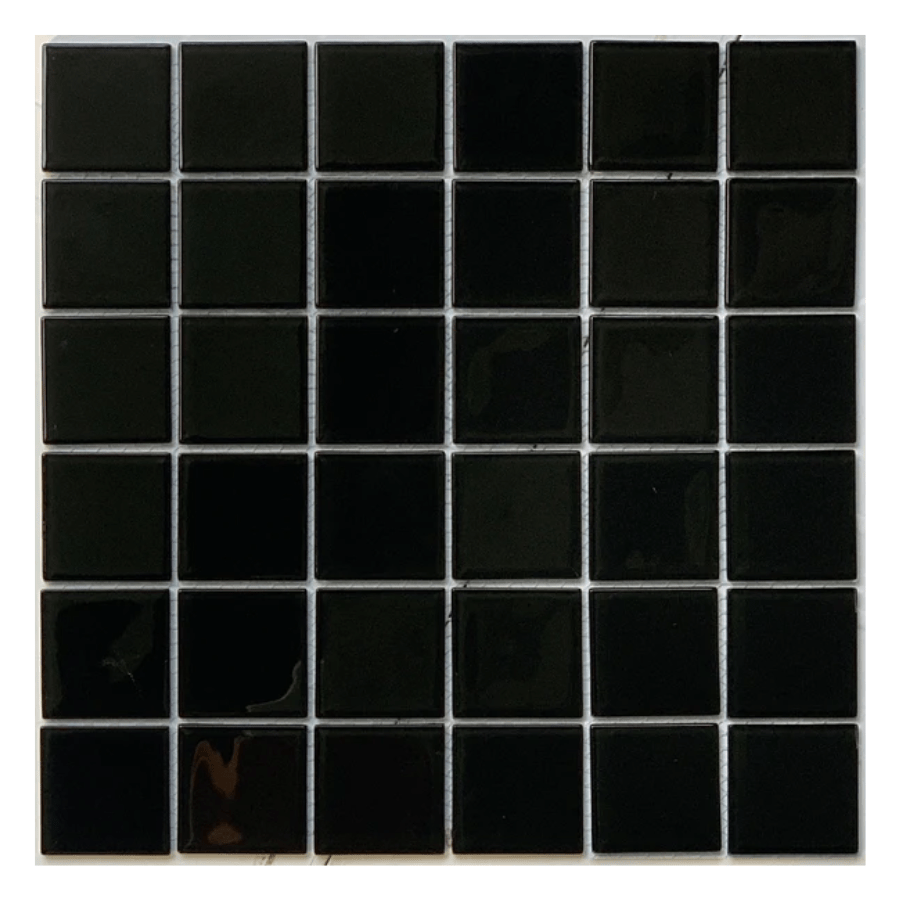 Gạch Mosaic Kính 48x48mm Men Bóng Màu Đen MH4809 - Daisan Store