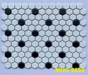 Gạch mosaic lục giác nhỏ màu trắng chấm đen - Daisan Store