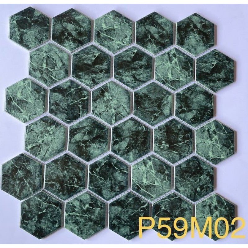 Gạch mosaic lục giác xanh rêu P59M02 - Daisan Store