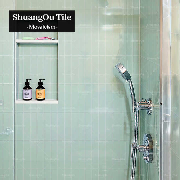 Gạch mosaic phòng tắm vòi sen khách sạn Gạch ốp tường tàu điện ngầm màu xanh lá cây Gạch men cho phòng tắm nhà bếp nhà hàng Gạch mosaic sứ - Daisan Store