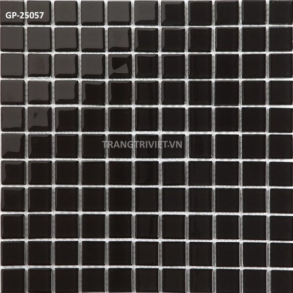 Gạch Mosaic Thủy Tinh Chip 25x25mm Màu Đen GP-25057