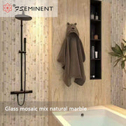 Gạch mosaic thủy tinh hỗn hợp đá cẩm thạch tự nhiên kiểu sàn gỗ cho trang trí tường phòng tắm nhà bếp Thiết kế đồ họa - Daisan Store