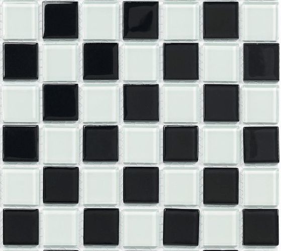 Gạch Mosaic Thủy Tinh Mix Đen Trắng 25004 - Daisan Store