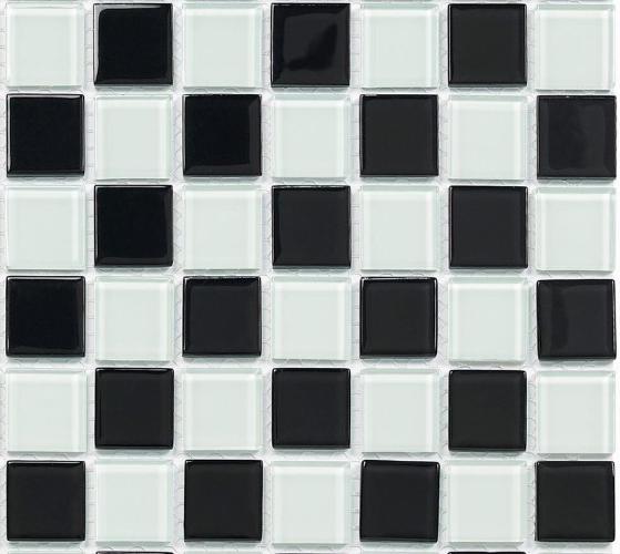 Gạch Mosaic Thủy Tinh Mix Đen Trắng 25004 - Daisan Store