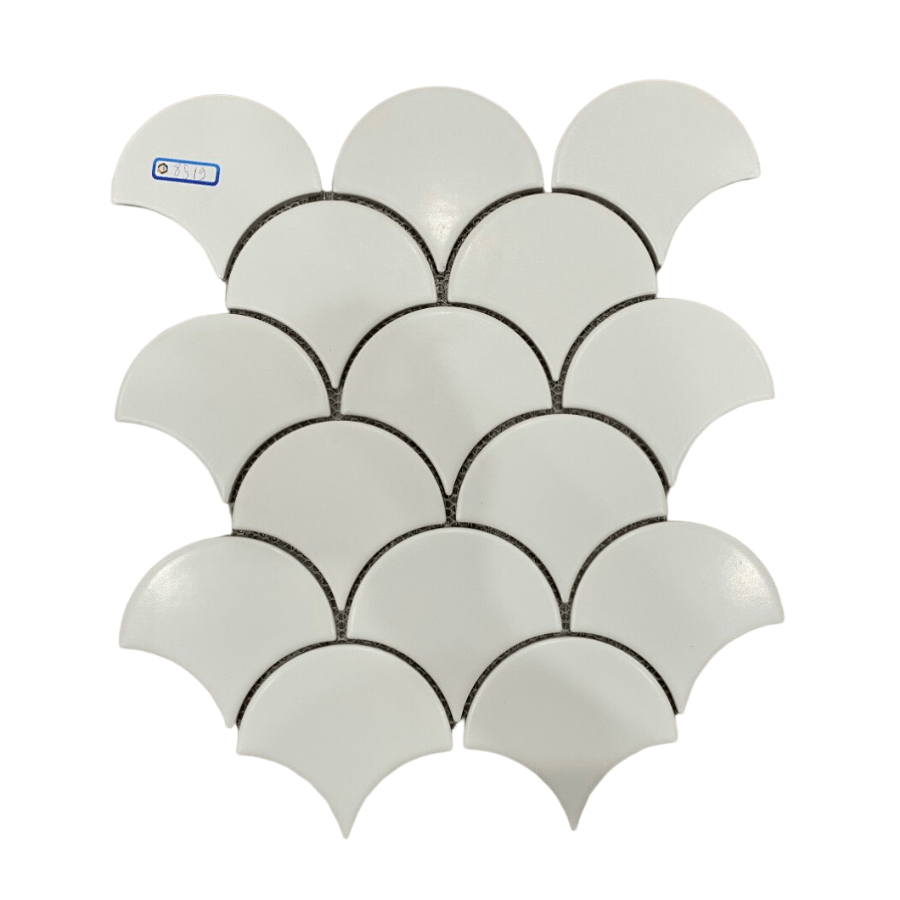 Gạch Mosaic vảy cá men rạn màu trắng SHCY90388 - Daisan Store