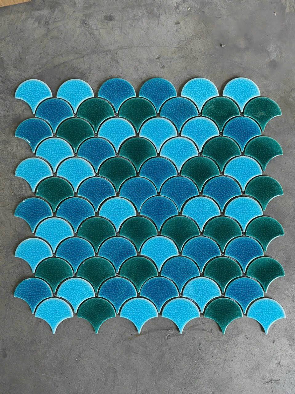 Gạch Mosaic vảy cá men rạn Mix111625 - Daisan Store