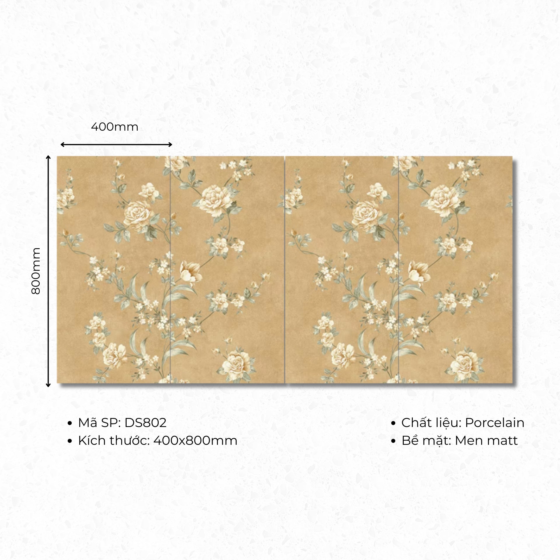Gạch ốp lát 400x800 mã DS802 (1thùng/ 1.92m2/ 6v/ 36,5kg) - Daisan Store
