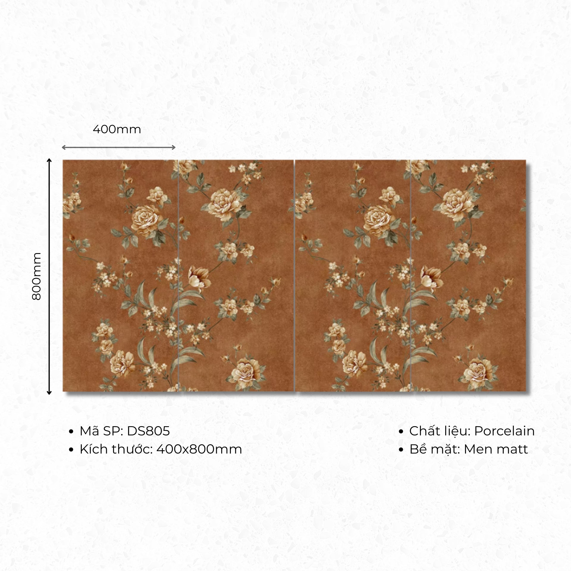 Gạch ốp lát 400x800 mã DS805 (1thùng/ 1.92m2/ 6v/ 36,5kg) - Daisan Store