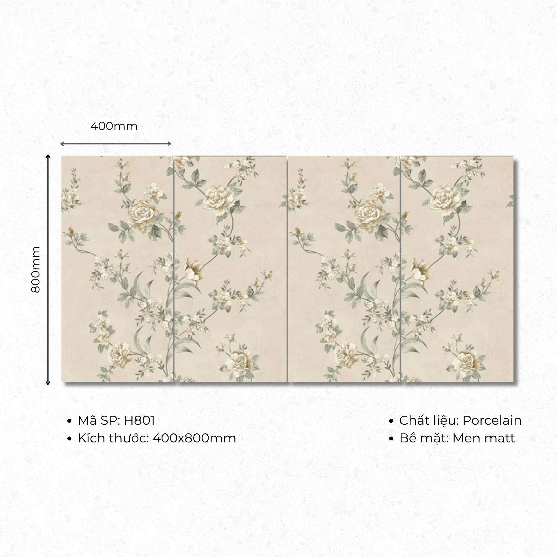 Gạch ốp lát 400x800 mã H801 (1thùng/ 1.92m2/ 6v/ 36,5kg) - Daisan Store