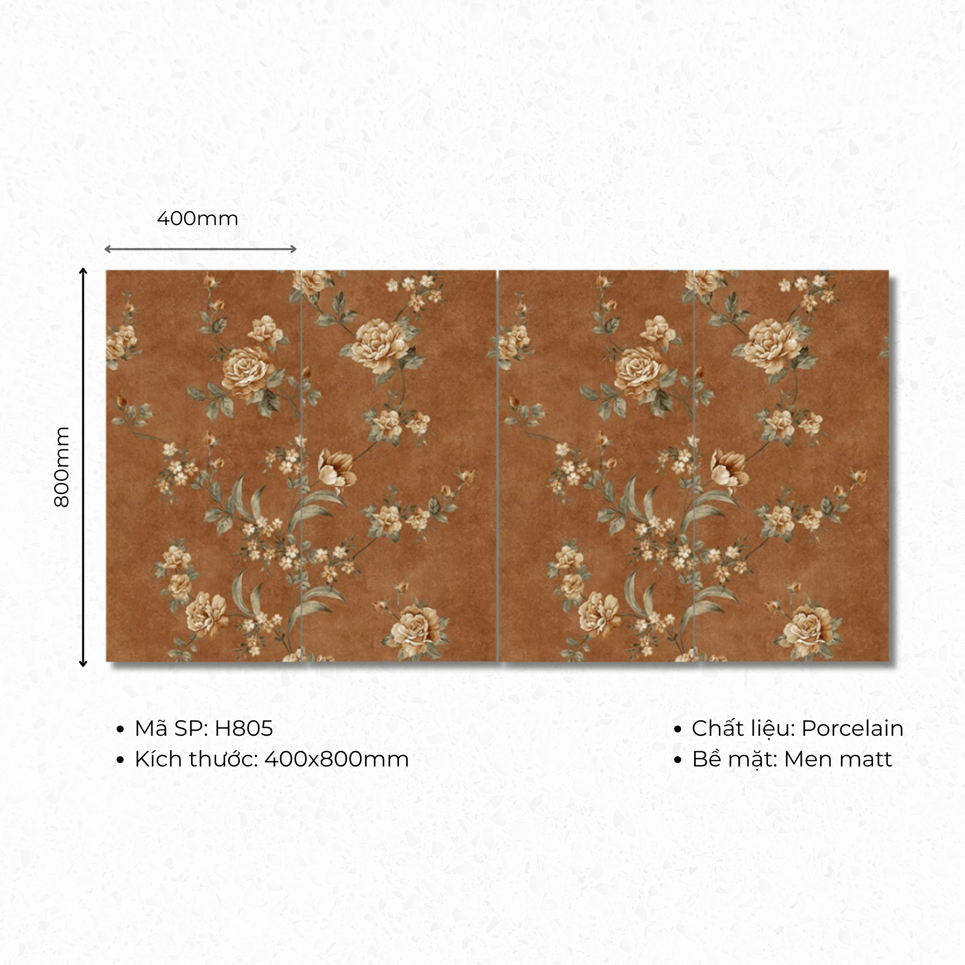 Gạch ốp lát 400x800 mã H805 (1thùng/ 1.92m2/ 6v/ 36,5kg) - Daisan Store