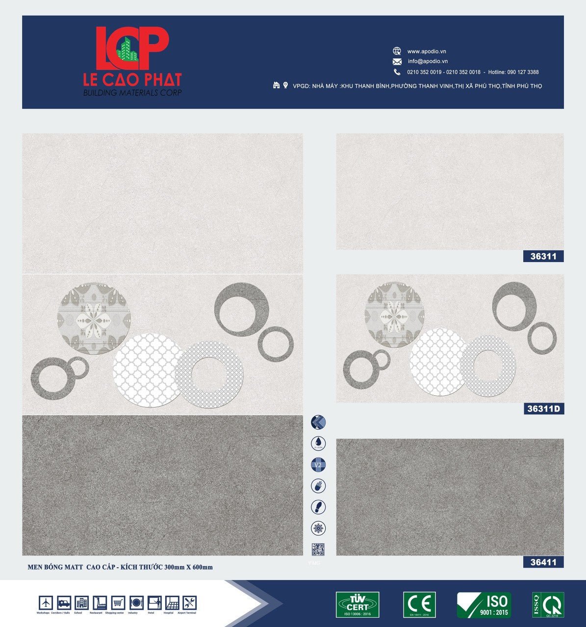 Gạch ốp lát Apodio 36311 36311D 36411 - Daisan Store