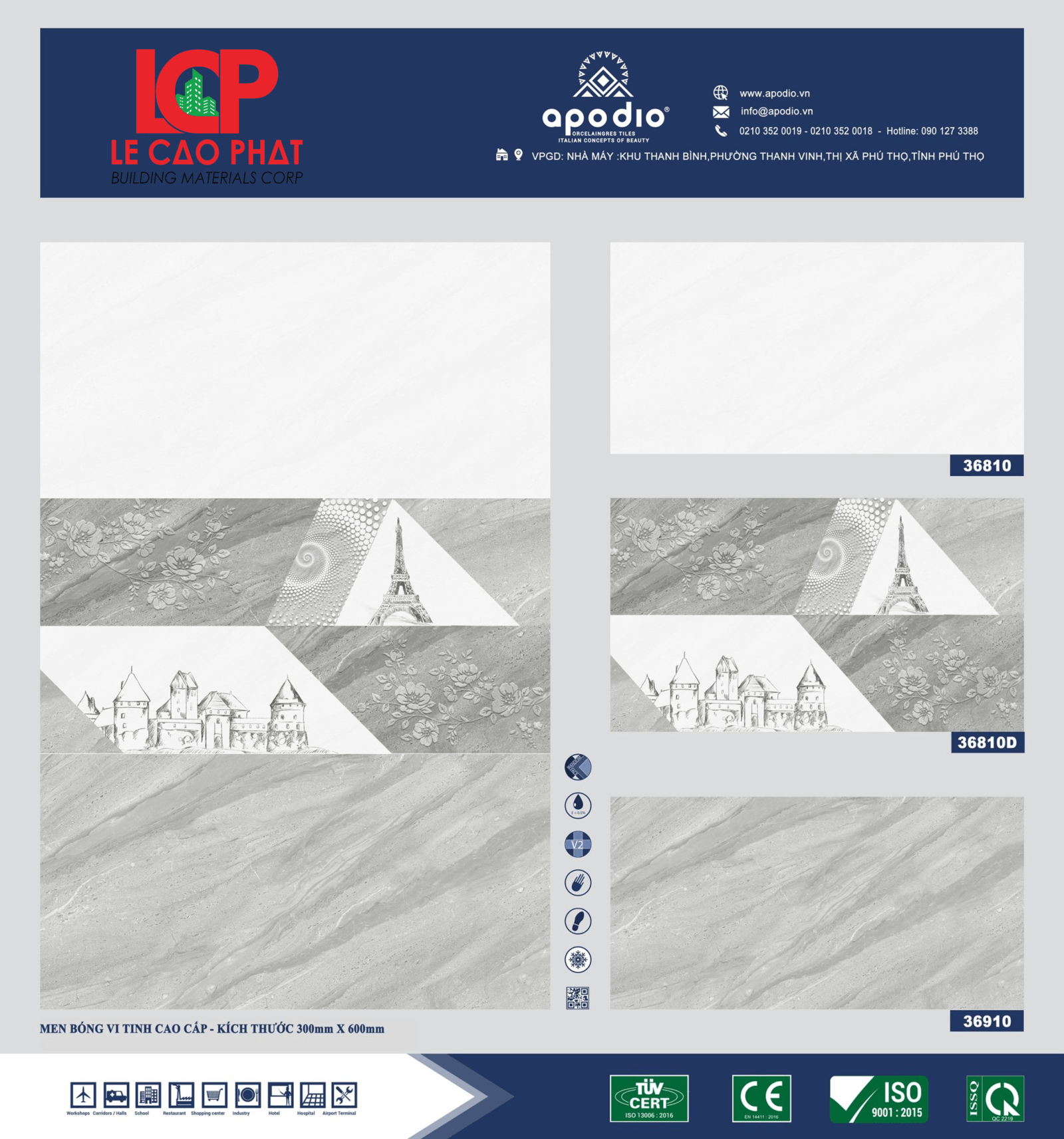 Gạch ốp lát Apodio 36810 36810D 36910 - Daisan Store