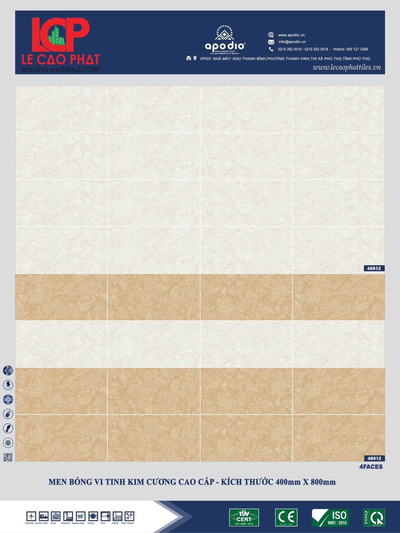 Gạch ốp lát Apodio 48812 48912D 48912 - Daisan Store