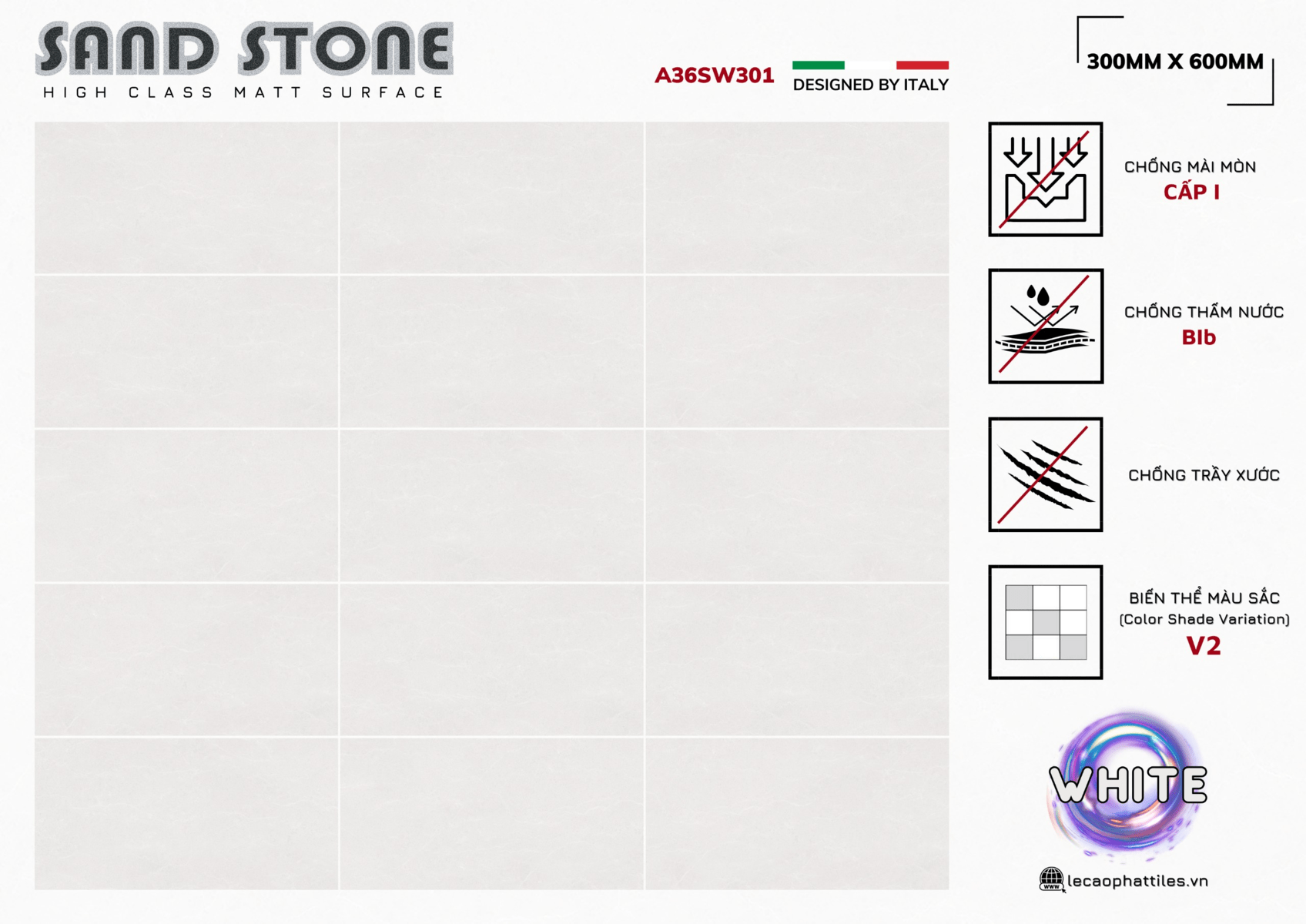 Gạch ốp lát Apodio A36SW301 (Matt) - Daisan Store