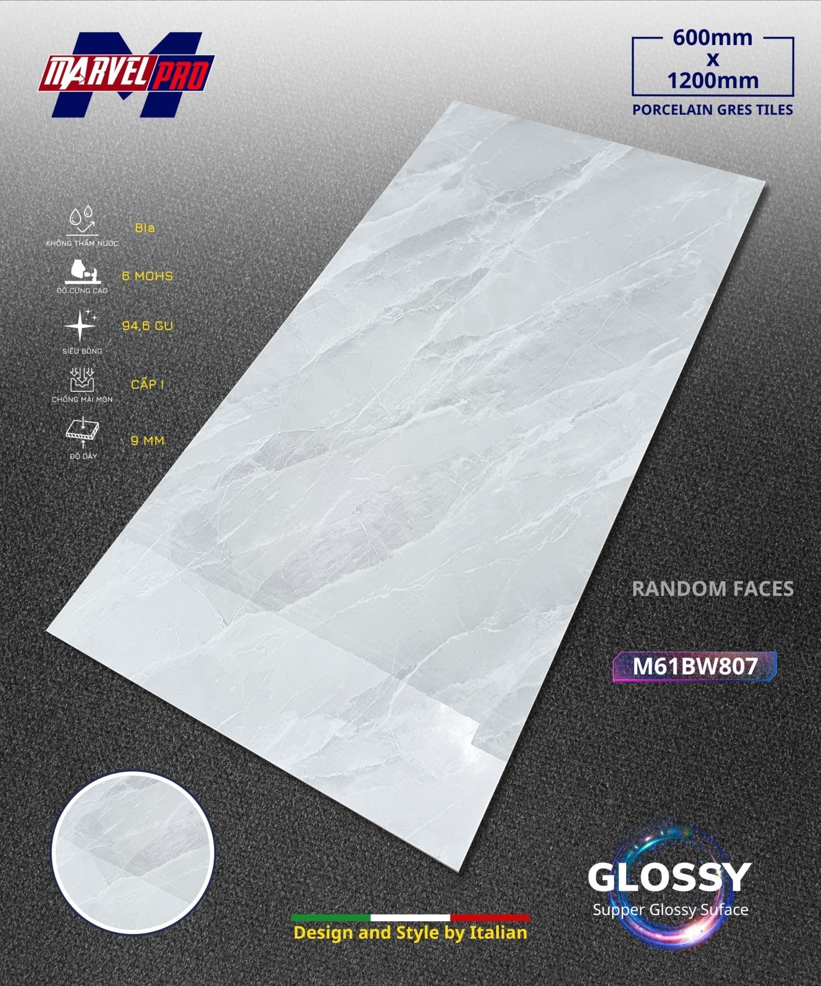 Gạch ốp lát Apodio M61BW807 (Bóng) - Daisan Store