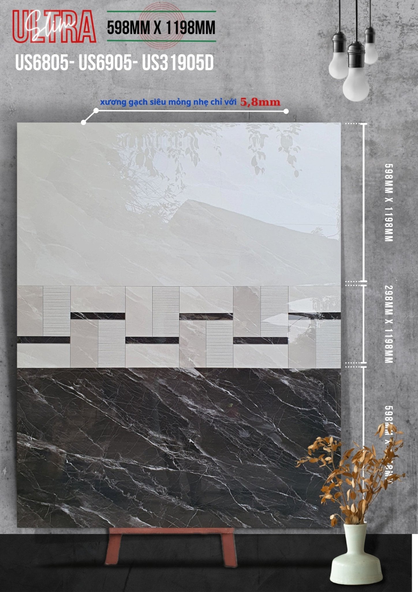 Gạch ốp lát Apodio US 6805 US 6905 US 31905D (598x1198x5.8mm) - Daisan Store