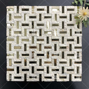 Gạch ốp tường bằng đá tự nhiên sang trọng kết hợp kim loại vàng thép không gỉ cho tường bếp và phòng tắm - Daisan Store