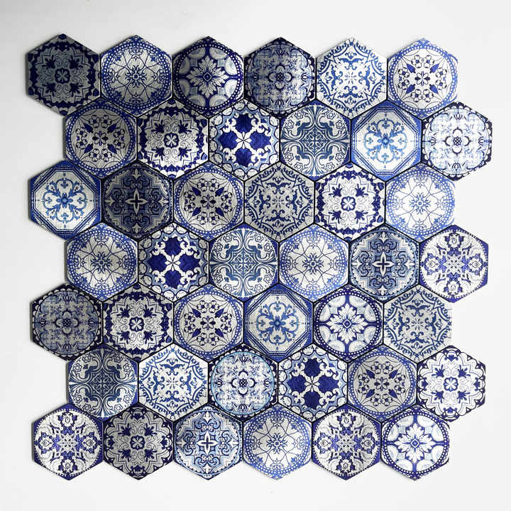 Gạch ốp tường bếp bằng kim loại dày 4mm kiểu Trung Quốc truyền thống dùng để trang trí tường nội thất phòng khách phòng tắm - Daisan Store