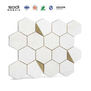 Gạch ốp tường bếp bằng kim loại hình lục giác, gạch mosaic trang trí tường và sàn, gạch mosaic bán buôn - Daisan Store