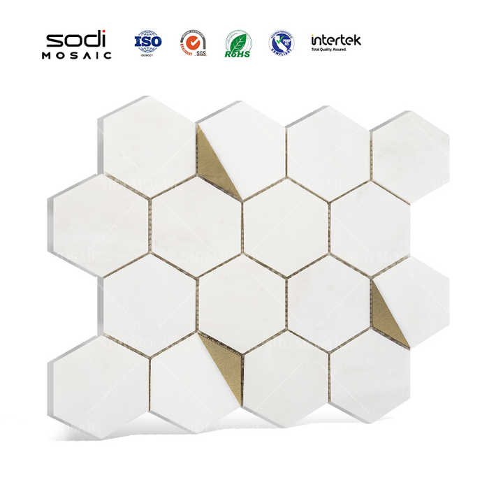 Gạch ốp tường bếp bằng kim loại hình lục giác, gạch mosaic trang trí tường và sàn, gạch mosaic bán buôn - Daisan Store