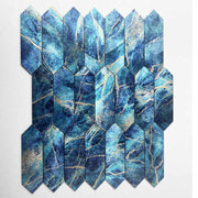 Gạch ốp tường bếp hình lục giác dài bằng kim loại màu xanh da trời 4mm hiện đại tự dính dùng cho trang trí tường phòng tắm biệt thự gia đình - Daisan Store