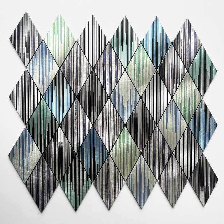 Gạch ốp tường bếp hình thoi hiện đại tự dính bằng nhôm dùng để trang trí tường bếp phòng tắm Willa - Daisan Store