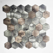 Gạch ốp tường hình lục giác bóc dán hiện đại dày 4mm bằng kim loại dùng cho nhà bếp, phòng tắm, phòng khách với họa tiết đá cẩm thạch trang trí nội thất - Daisan Store