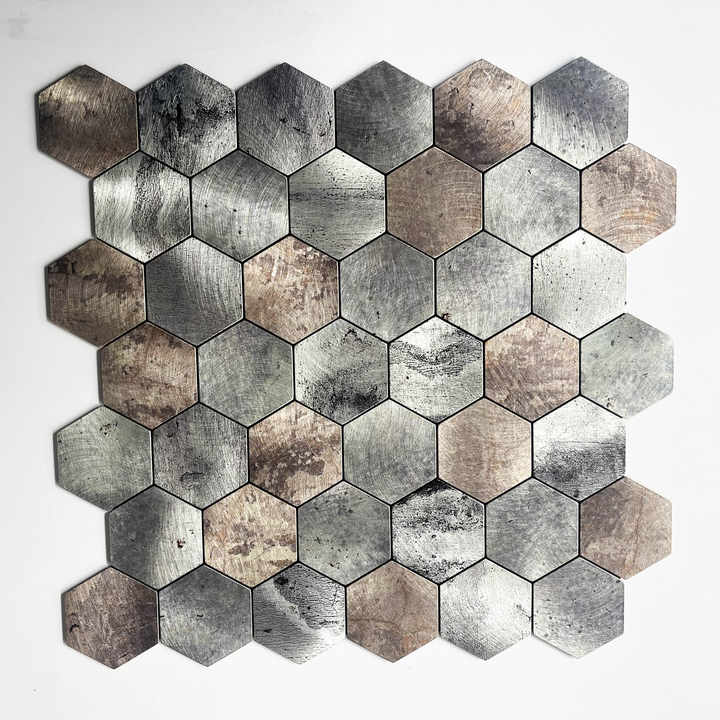 Gạch ốp tường hình lục giác bóc dán hiện đại dày 4mm bằng kim loại dùng cho nhà bếp, phòng tắm, phòng khách với họa tiết đá cẩm thạch trang trí nội thất - Daisan Store