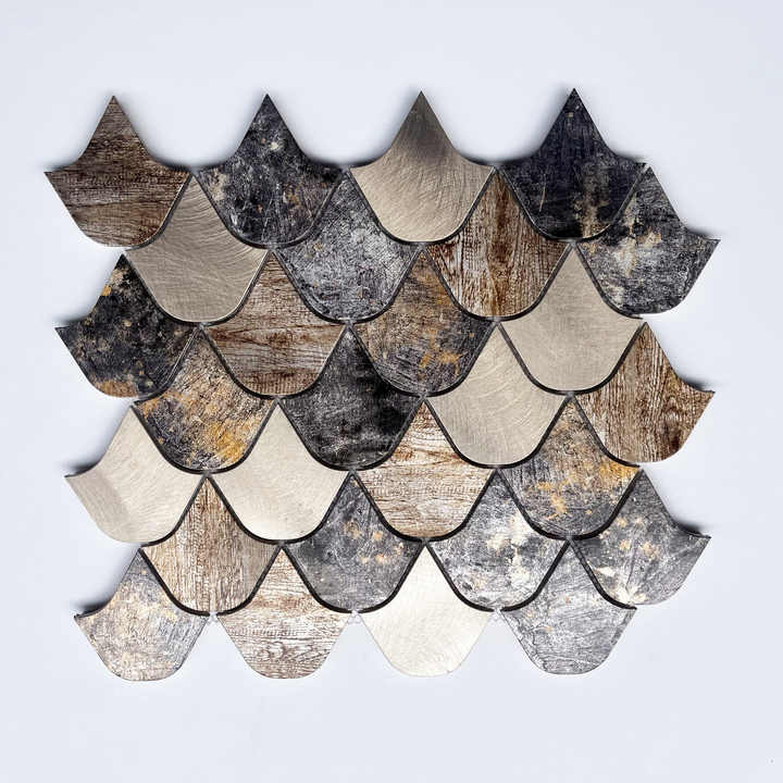 Gạch ốp tường khảm nhôm hình thuyền BT2201 cho phòng tắm hiện đại, nhà bếp, phòng khách, trang trí tường nội thất - Daisan Store