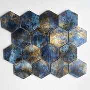 Gạch ốp tường khảm nhôm lục giác màu xanh lam Impression Series 73mm cho phòng tắm, nhà bếp, trang trí tường nội thất - Daisan Store