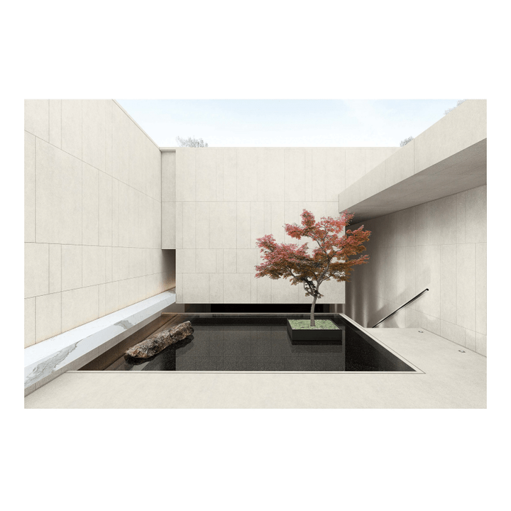 Gạch ốp tường ngoài trời hiện đại bằng gốm chống thấm nước cho trang trí mặt tiền sân vườn, gạch sứ tiêu chuẩn kiểu Travertine Realgres - Daisan Store