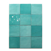 Gạch ốp tường phòng tắm mộc mạc màu xanh đại dương Gạch tàu điện ngầm bằng gốm tráng men 600x600mm được đánh bóng với lớp hoàn thiện bóng để sử dụng trong nhà - Daisan Store