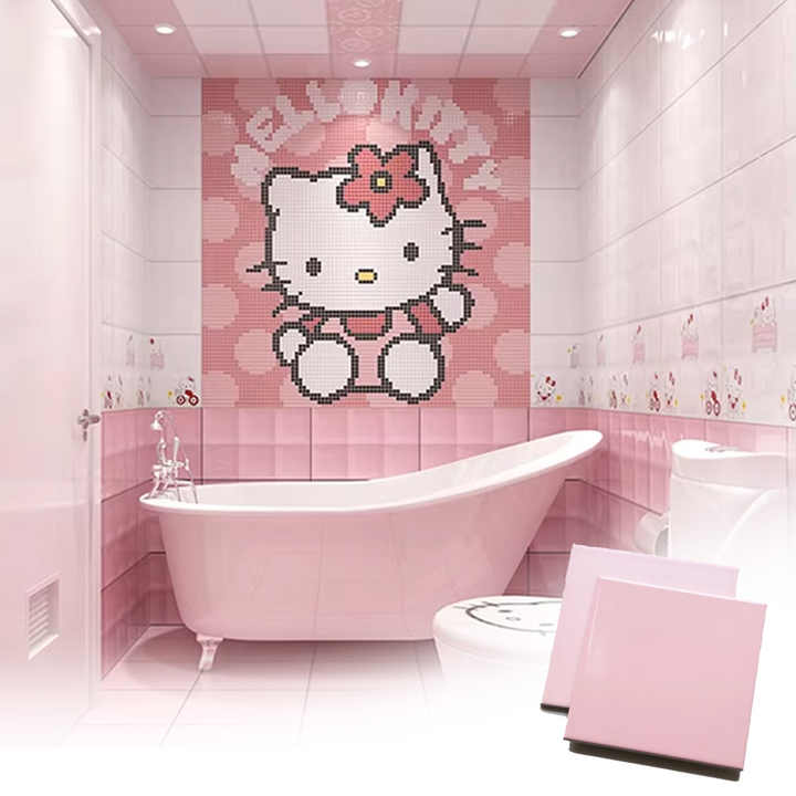 Gạch Ốp Tường Phòng Tắm Sứ Hồng Rustic 100x100mm Cao Cấp - Daisan Store