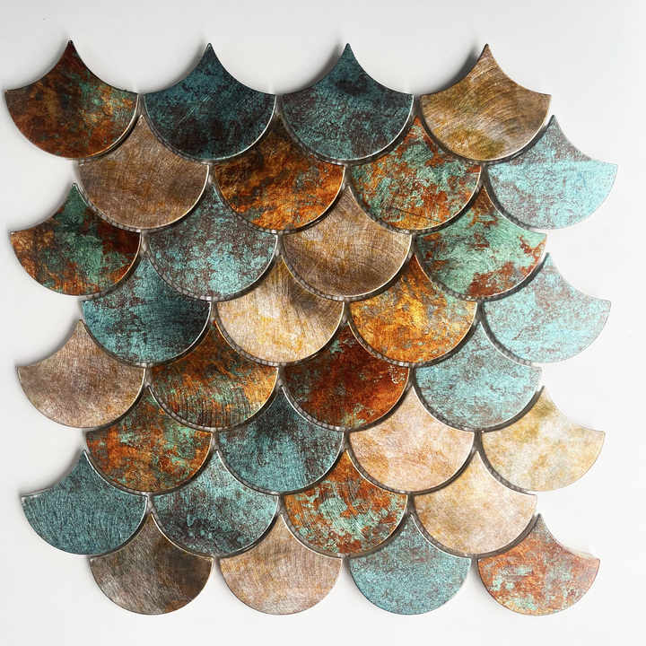 Gạch ốp tường vảy cá bằng nhôm màu đặc biệt thiết kế hiện đại cho nhà bếp, phòng khách, phòng tắm, ốp lưng trang trí biệt thự - Daisan Store