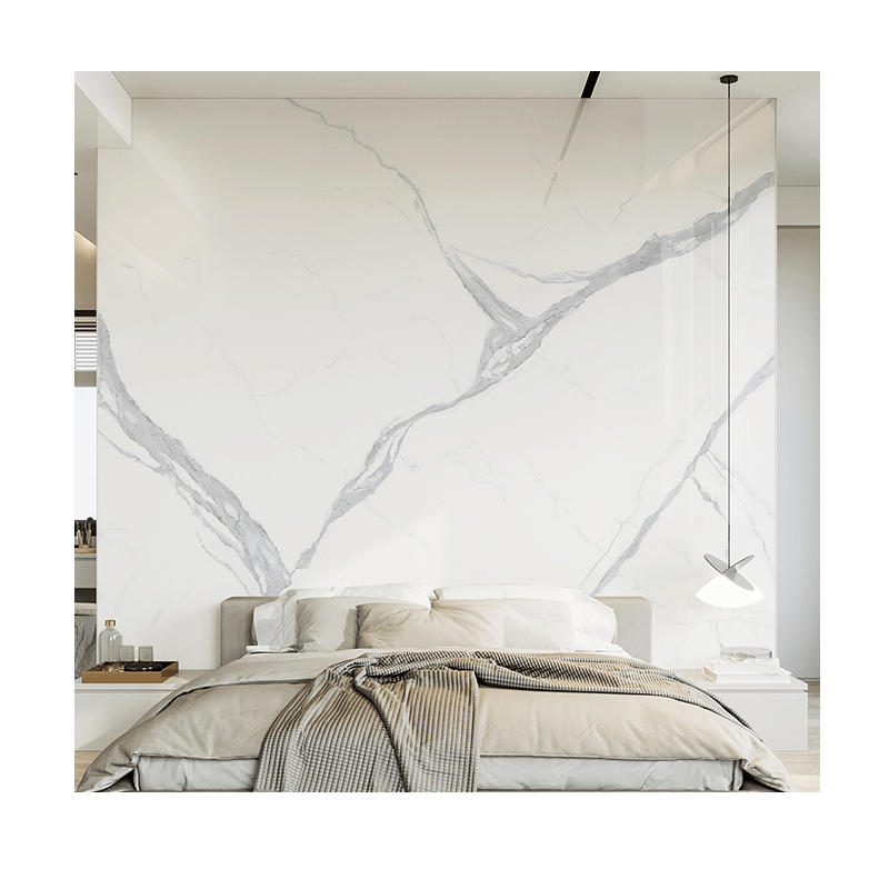 Gạch Porcelain Ốp Sàn Tường Đá Nung Kết Trắng Bóng, Họa Tiết Liền Mạch Vô Tận, Giá Rẻ Bán Sỉ 800x2600mm - Daisan Store