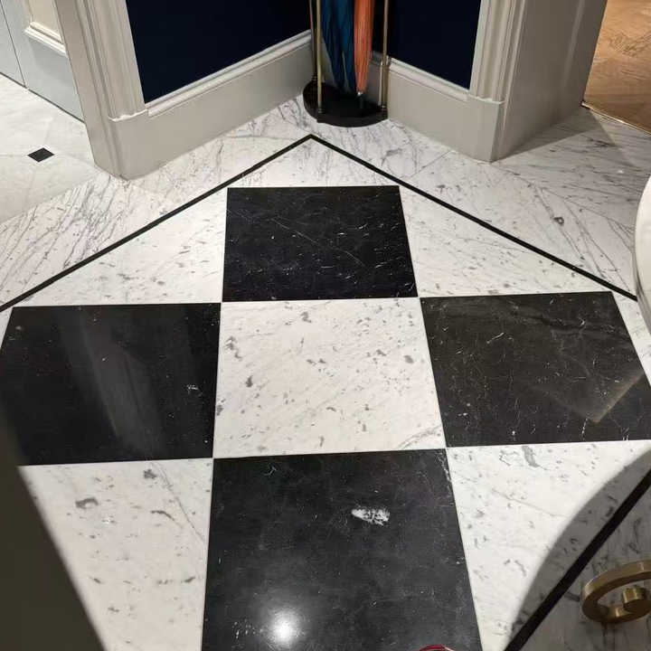 Gạch sứ đánh bóng trắng đen cao cấp vuông OMK tùy chỉnh bán buôn - Daisan Store