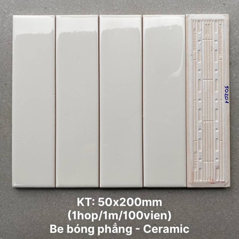 Gạch thẻ be bóng phẳng KT 50x200mm PSTA50201 - Daisan Store