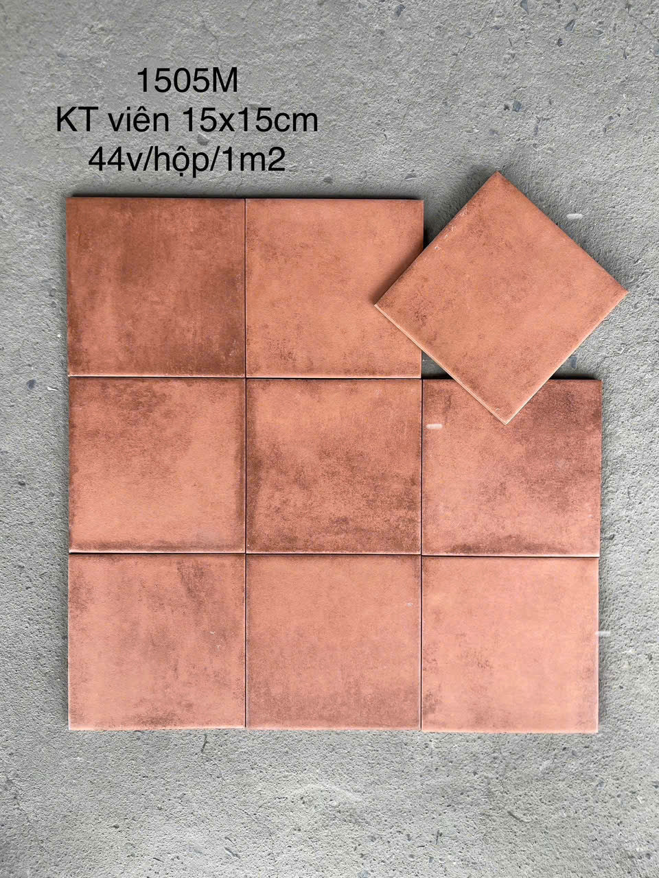 Gạch thẻ cam men mờ KT 150x150mm (1h/1m/44v/17.5kg)1505M - Daisan Store