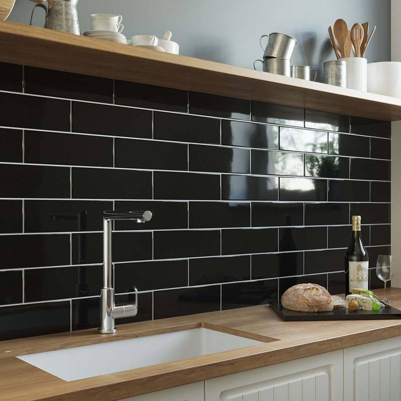 Gạch thẻ cao cấp đen bóng phẳng KT 75x300mm PSTA75307 - Daisan Store