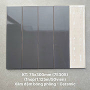 Gạch thẻ cao cấp xám đậm bóng phẳng KT 75x300mm PSTA75305 - Daisan Store