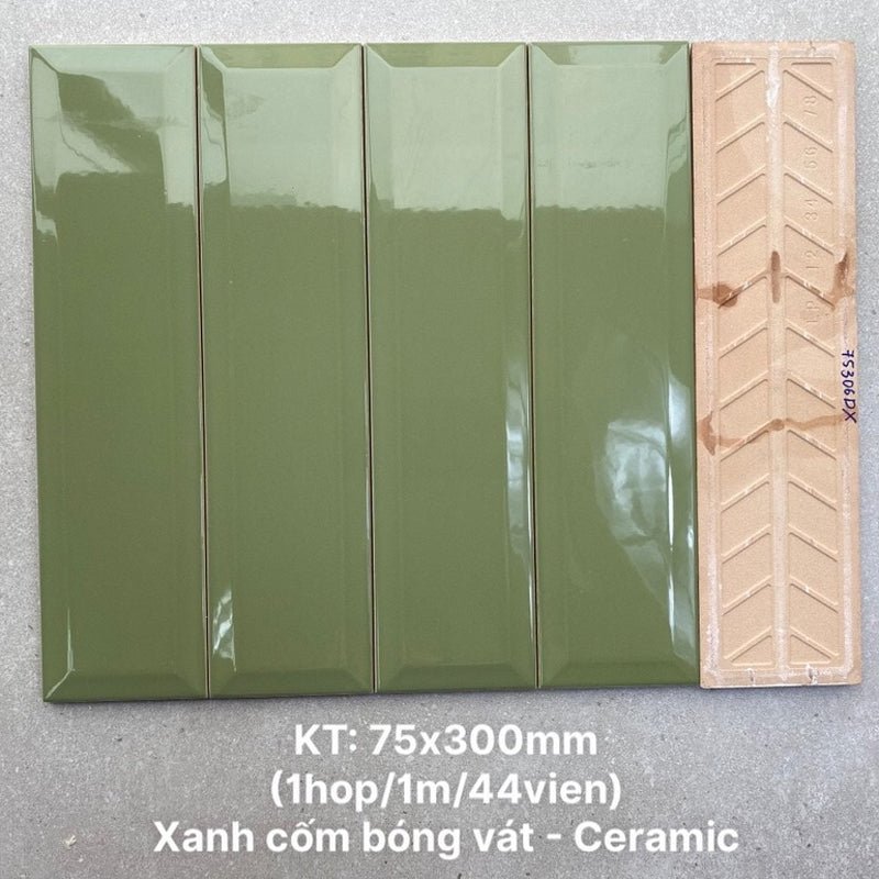 Gạch thẻ cao cấp xanh bóng vát KT 75x300mm PSTA75306DX5 - Daisan Store