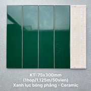 Gạch thẻ cao cấp xanh lục bóng phẳng KT 75x300mm PSTA75312 - Daisan Store