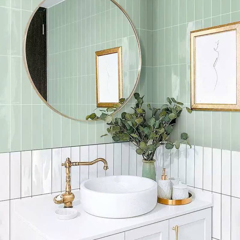 Gạch thẻ cao cấp xanh mint bóng phẳng KT 75x300mm PSTA75315P - Daisan Store