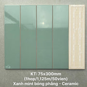 Gạch thẻ cao cấp xanh mint phẳng KT 75x300mm PSTA75315P - Daisan Store