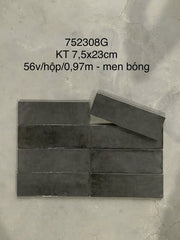 Gạch thẻ đen men mờ KT 75x230mm (1h/0.97m/56v/17.5kg) mã LAN752308M - Daisan Store