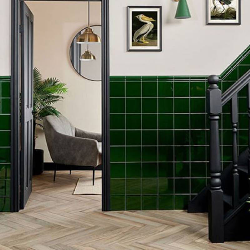 Gạch thẻ KT 100x100mm xanh lá bóng phẳng M1112 - Daisan Store